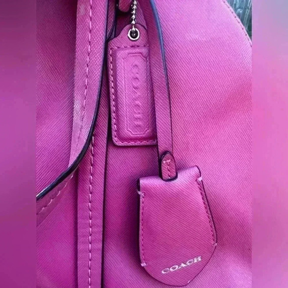 Coach HOT PINK Peyton Mini Dome Leather Crossbody and Hand Bag - Picture 5 of 6